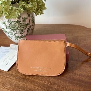 Sezane Pochette Julie Leather Wristlet Camel